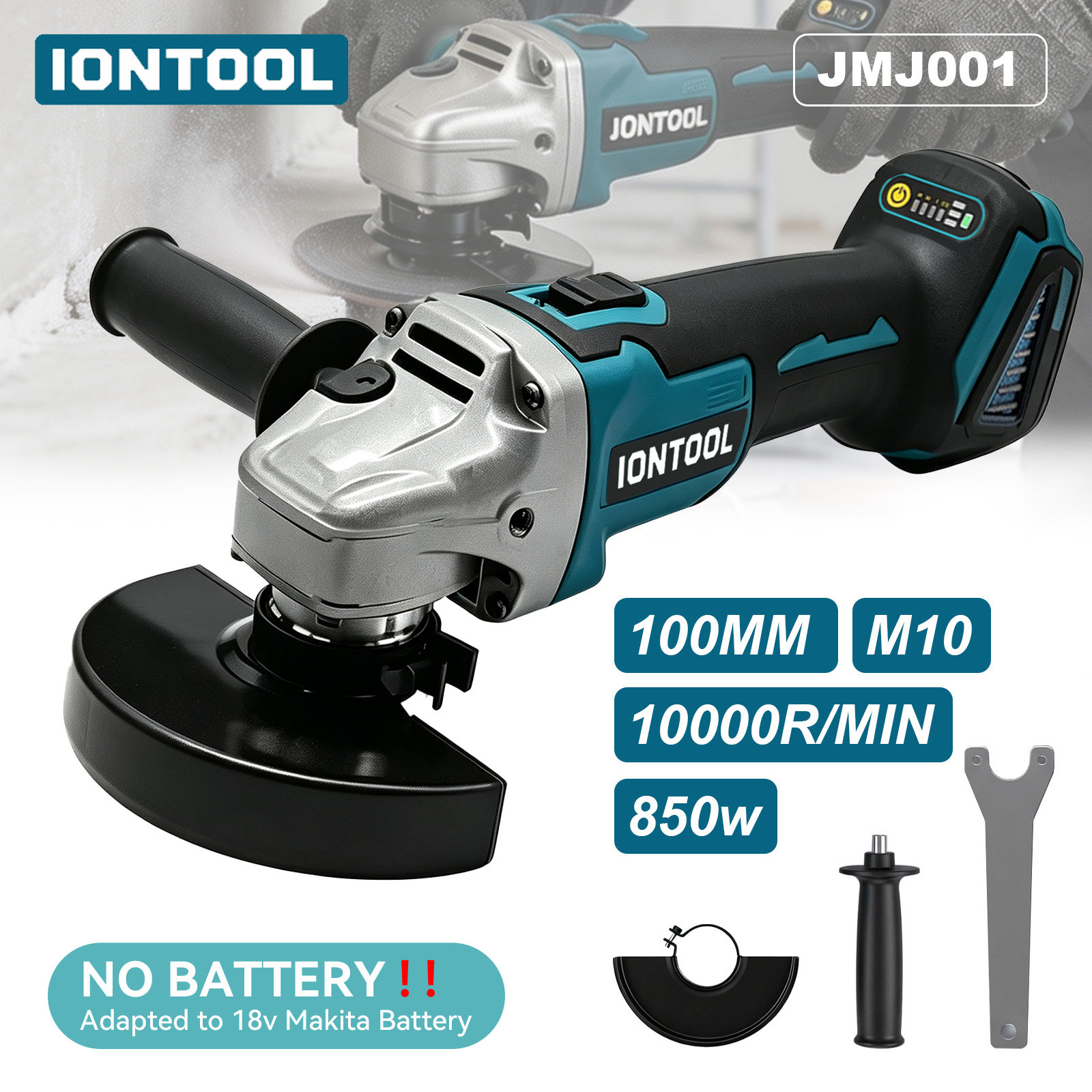Brushless Angle Grinder Battery Powered - IONTOOL 850W 100mm Cordless Angle Grinder