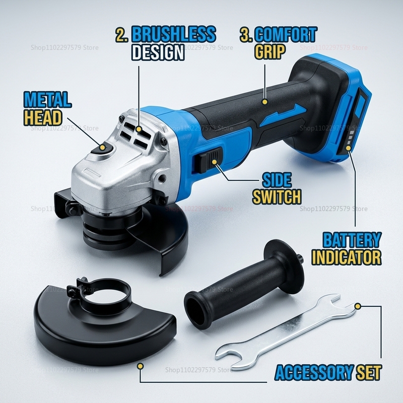 Brushless Angle Grinder Battery Powered - Cordless Brushless Angle Grinder 18V Battery