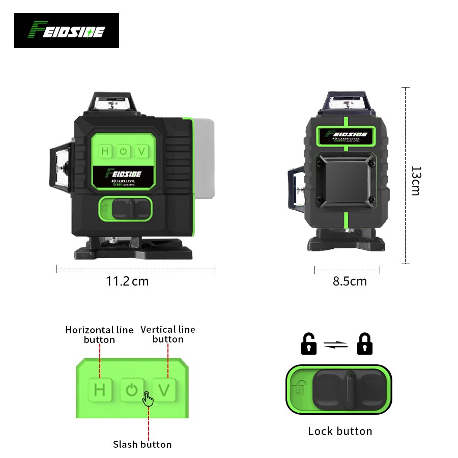FEIDSIDE 16/12 Lines 4D/3D Las - Laser Level 16 Lines 4D Green recension och pris