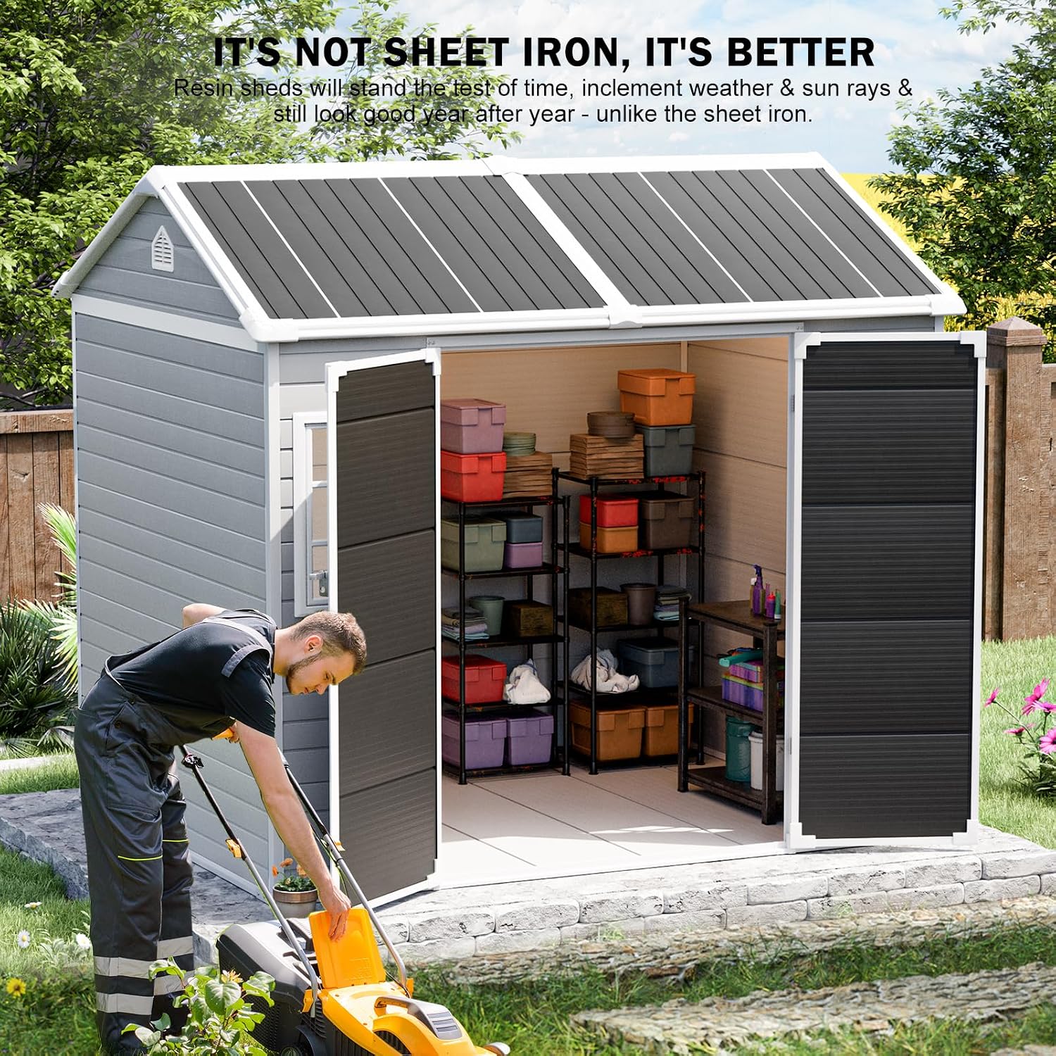 Resin Storage Shed w/Floor & O - Garden Tools recension och pris