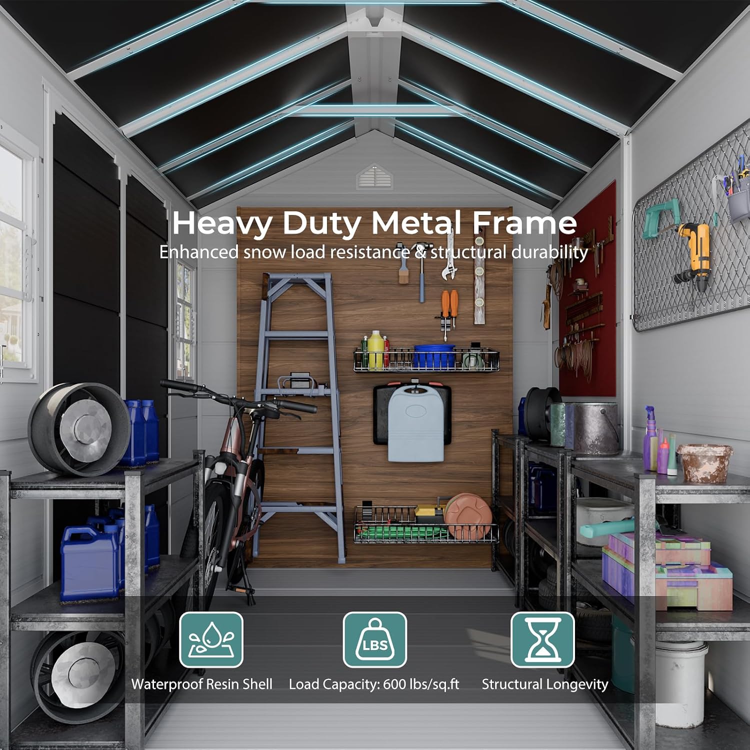 Resin Storage Shed w/Floor & O - Garden Tools recension och pris