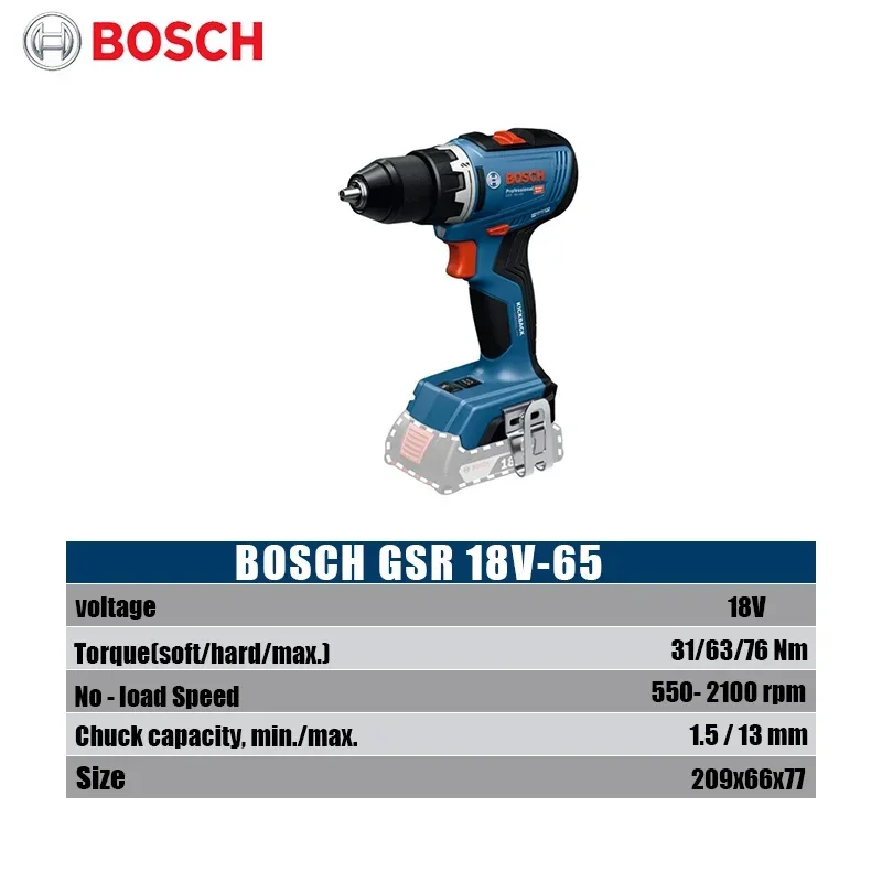 Bosch GSR 18V-65 Brushless Cor - Brushless Cordless Electric Drill 18V recension och pris