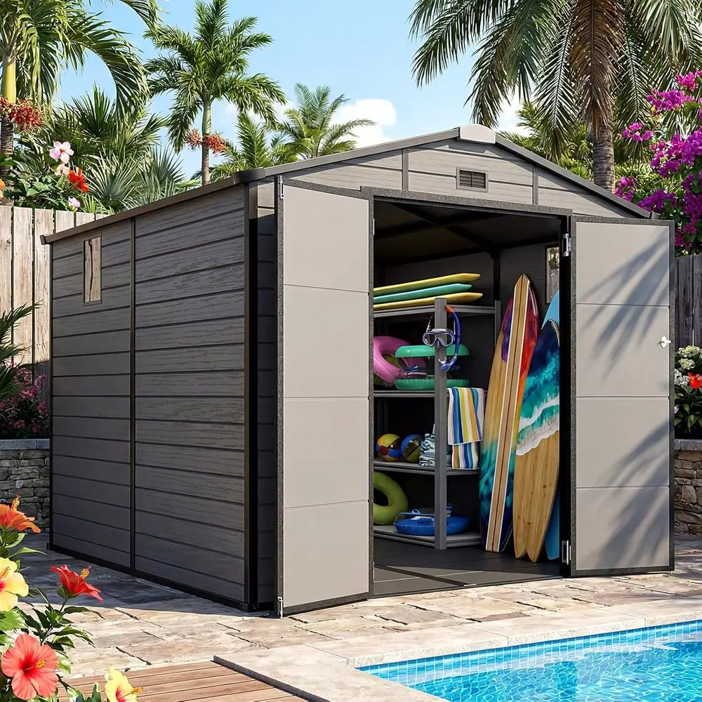 8x8 Outdoor Storage Shed with  - Garden Tools recension och pris