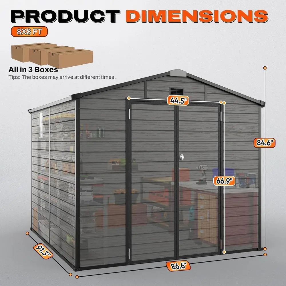 8x8 Outdoor Storage Shed with  - Garden Tools recension och pris