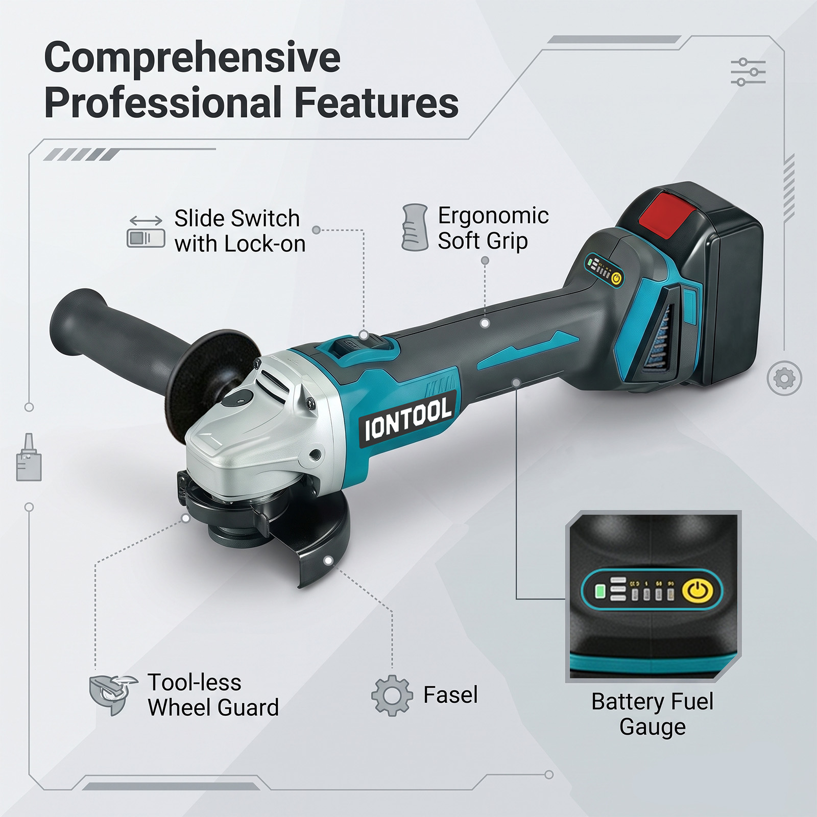 IONTOOL 850W 100mm Cordless An - Brushless Angle Grinder Battery Powered recension och pris