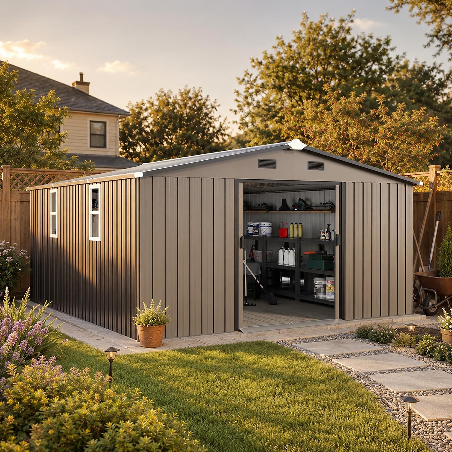 10x12 FT Outdoor Metal Storage - Garden Tools recension och pris