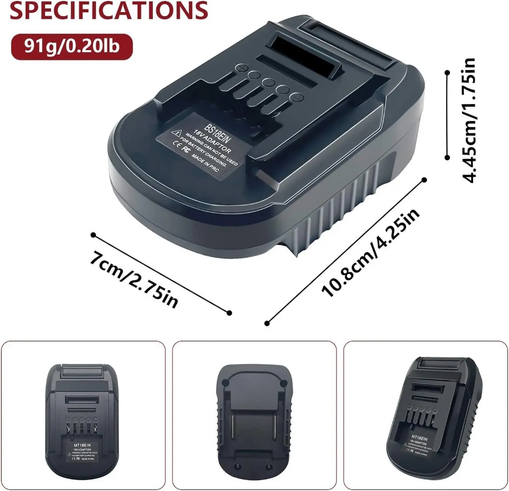 BS18EIN Battery Adapter for Bo - Brushless Cordless Electric Drill 18V recension och pris