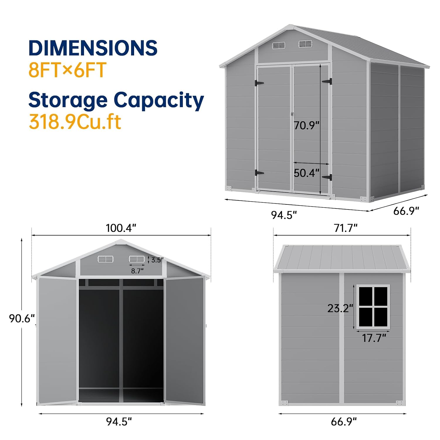 8×6 FT Outdoor Storage Shed wi - Garden Tools recension och pris