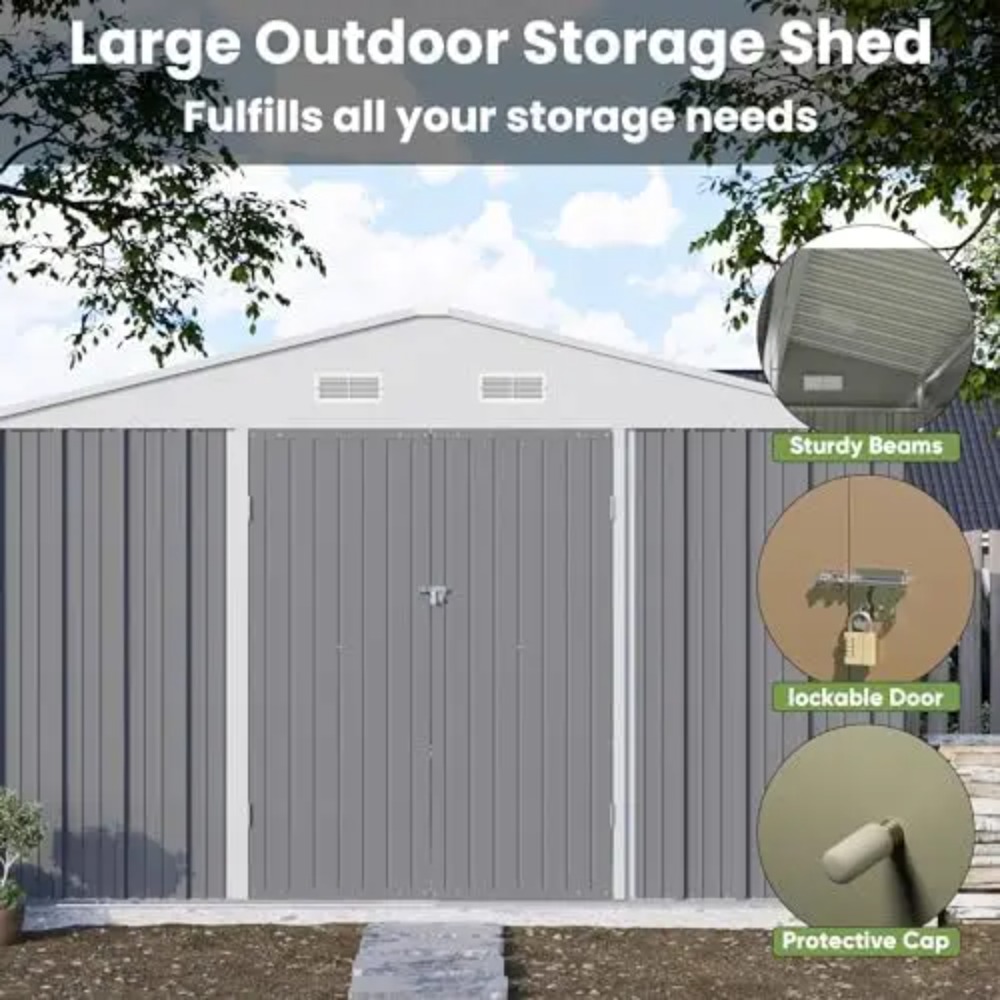 10x10 FT Metal Storage Shed, B - Garden Tools recension och pris