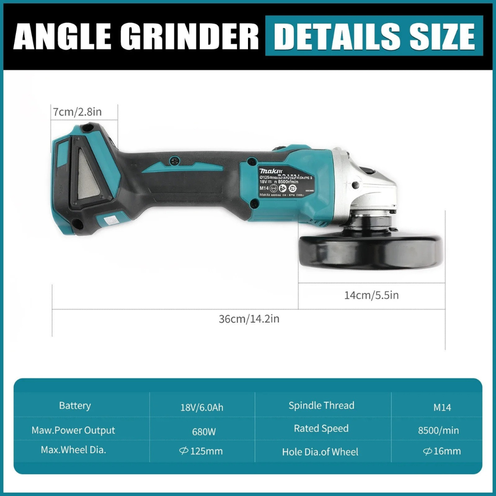 Makita DGA404 125mm/100mm Brus - Brushless Angle Grinder Battery Powered recension och pris